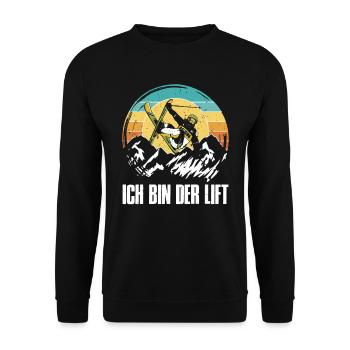 Skibergsteiger Ich bin der Lift Skitouring - Unisex Pullover - Schwarz - Vorne - Alina (178cm) & Michal (187cm)