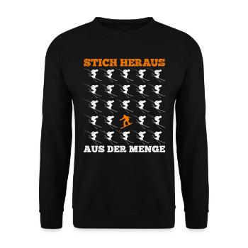 Snowboard Shirt Stich Heraus aus der Menge - Unisex Pullover - Schwarz - Vorne - Alina (178cm) & Michal (187cm)