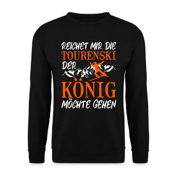 Ski Touring Reichet mir die Tourenski - Unisex Pullover - Schwarz - Vorne - Alina (178cm) & Michal (187cm)