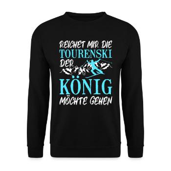 Ski Touring Reichet mir die Tourenski - Unisex Pullover - Schwarz - Vorne - Alina (178cm) & Michal (187cm)