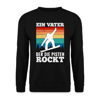 Snowboard Papa Ein Vater der die Pisten Rockt - Unisex Pullover - Schwarz - Vorne - Alina (178cm) & Michal (187cm)