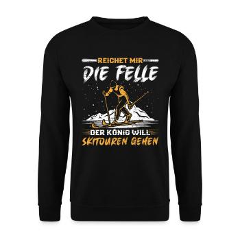 Ski Touring Reichet mir die Felle Skibergsteigen - Unisex Pullover - Schwarz - Vorne - Alina (178cm) & Michal (187cm)