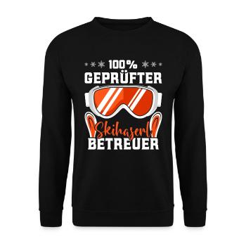 Winter Sport 100 % Geprüfter Skihaserl Betreuer - Unisex Pullover - Schwarz - Vorne - Alina (178cm) & Michal (187cm)
