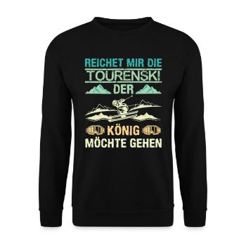 Ski Touring Reichet mir die Tourenski - Unisex Pullover - Schwarz - Vorne - Alina (178cm) & Michal (187cm)