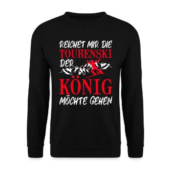 Ski Touring Reichet mir die Tourenski - Unisex Pullover - Schwarz - Vorne - Alina (178cm) & Michal (187cm)