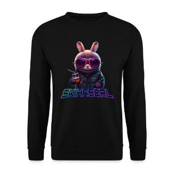 Skihaserl Skihasen Skifahrer Damen Skihäschen - Unisex Pullover - Schwarz - Vorne - Alina (178cm) & Michal (187cm)