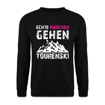 Skibergsteiger Echte Mädchen Gehen Tourenski - Unisex Pullover - Schwarz - Vorne - Alina (178cm) & Michal (187cm)