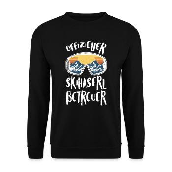 Offizieller Skihaserl Betreuer Skihasen Skipiste - Unisex Pullover - Schwarz - Vorne - Alina (178cm) & Michal (187cm)