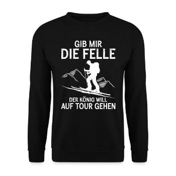 Skibergsteiger Gib mir die Felle König will Tour - Unisex Pullover - Schwarz - Vorne - Alina (178cm) & Michal (187cm)