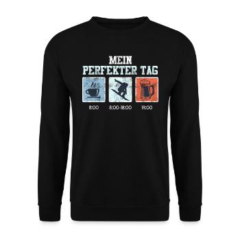 Snowboard Mein Perfekter Tag Kaffee Snowboarden - Unisex Pullover - Schwarz - Vorne - Alina (178cm) & Michal (187cm)