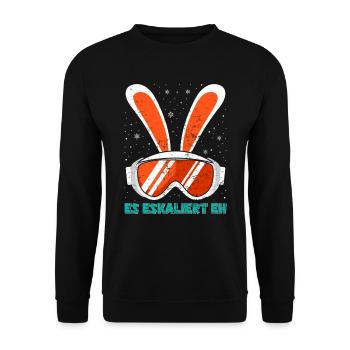 Skihasen Apres-Ski Party Es Eskaliert Eh - Unisex Pullover - Schwarz - Vorne - Alina (178cm) & Michal (187cm)