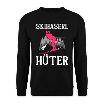 Skihaserl Hüter Schneehasen Skihasen Skihäschen - Unisex Pullover - Schwarz - Vorne - Alina (178cm) & Michal (187cm)