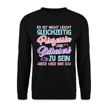 Skihasen Nicht Leicht Prinzessin und Skihaserl - Unisex Pullover - Schwarz - Vorne - Alina (178cm) & Michal (187cm)