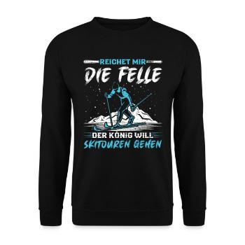 Ski Touring Reichet mir die Felle Skibergsteigen - Unisex Pullover - Schwarz - Vorne - Alina (178cm) & Michal (187cm)