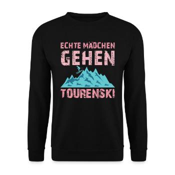 Skibergsteiger Echte Mädchen Gehen Tourenski - Unisex Pullover - Schwarz - Vorne - Alina (178cm) & Michal (187cm)
