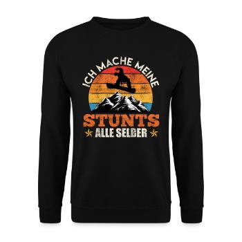 Snowboard Freestyle Mache Meine Stunts Selber - Unisex Pullover - Schwarz - Vorne - Alina (178cm) & Michal (187cm)