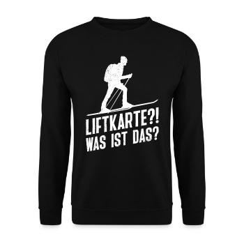 Ski Touring Liftkarte? Was ist das? Tourenski - Unisex Pullover - Schwarz - Vorne - Alina (178cm) & Michal (187cm)