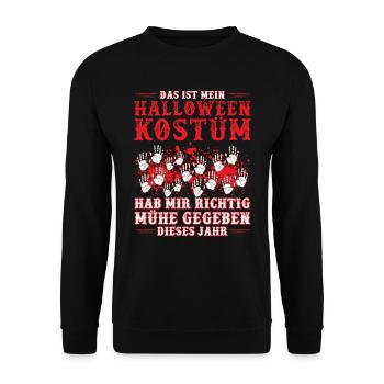 Horror Shirt Das ist mein Halloween Kostüm - Unisex Pullover - Schwarz - Vorne - Alina (178cm) & Michal (187cm)