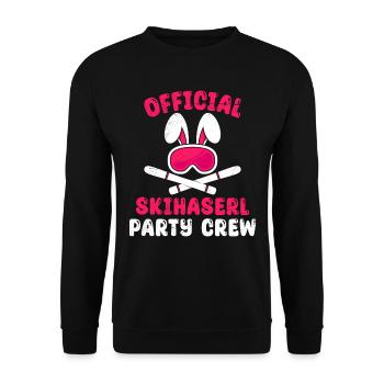 Official Skihaserl Party Crew Skihasen Apres Ski - Unisex Pullover - Schwarz - Vorne - Alina (178cm) & Michal (187cm)