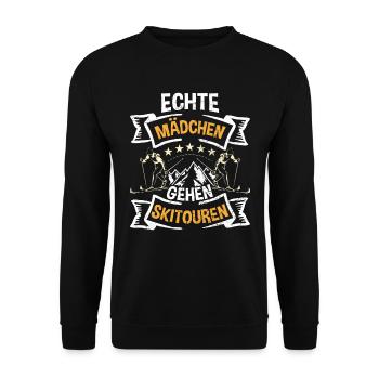 Skisport Frauen Echte Mädchen Gehen Skitouren - Unisex Pullover - Schwarz - Vorne - Alina (178cm) & Michal (187cm)