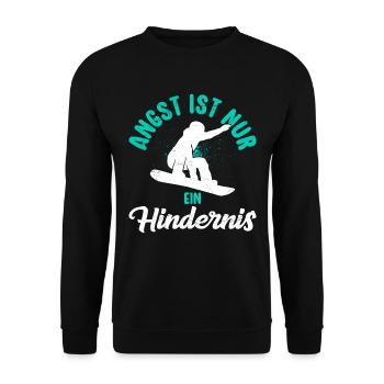 Snowboard Freestyler Angst ist nur ein Hindernis - Unisex Pullover - Schwarz - Vorne - Alina (178cm) & Michal (187cm)