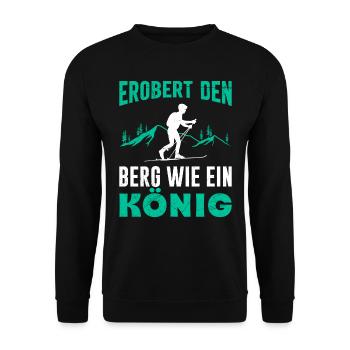 Ski Touring Erobert den Berg wie ein König - Unisex Pullover - Schwarz - Vorne - Alina (178cm) & Michal (187cm)