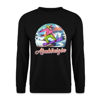 Snowboarderin Almkönigin Snowboarder Frauen - Unisex Pullover - Schwarz - Vorne - Alina (178cm) & Michal (187cm)