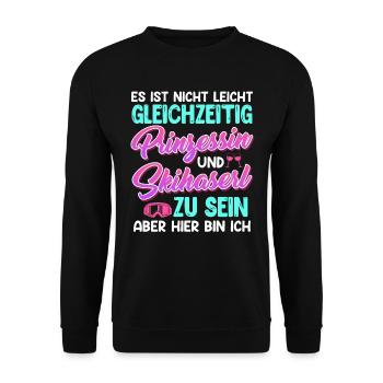 Skihasen Nicht Leicht Prinzessin und Skihaserl - Unisex Pullover - Schwarz - Vorne - Alina (178cm) & Michal (187cm)