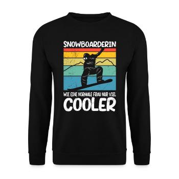 Snowboarderin wie eine Normale Frau nur Cooler - Unisex Pullover - Schwarz - Vorne - Alina (178cm) & Michal (187cm)