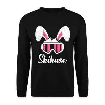 Skihase Apres Party Skifahren Frauen Ski Hasen - Unisex Pullover - Schwarz - Vorne - Alina (178cm) & Michal (187cm)