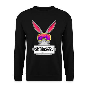 Skihaserl Skihasen Shirt Skihasen Apres Party - Unisex Pullover - Schwarz - Vorne - Alina (178cm) & Michal (187cm)