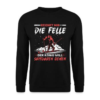 Ski Touring Reichet mir die Felle Skibergsteigen - Unisex Pullover - Schwarz - Vorne - Alina (178cm) & Michal (187cm)