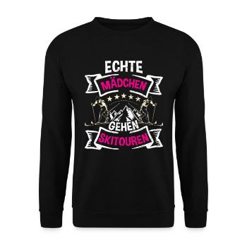Skisport Frauen Echte Mädchen Gehen Skitouren - Unisex Pullover - Schwarz - Vorne - Alina (178cm) & Michal (187cm)