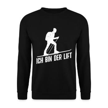 Skibergsteiger Ich bin der Lift Ski Touring - Unisex Pullover - Schwarz - Vorne - Alina (178cm) & Michal (187cm)