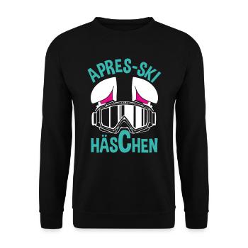 Apres-Ski Häschen Apres-Ski Bunny Apres-Ski Haserl - Unisex Pullover - Schwarz - Vorne - Alina (178cm) & Michal (187cm)