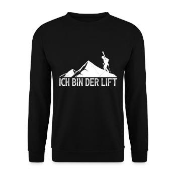 Skibergsteiger Ich bin der Lift Ski Touring - Unisex Pullover - Schwarz - Vorne - Alina (178cm) & Michal (187cm)