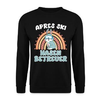 Apres Ski Hasen Betreuer Skihasen Shirt Frauen - Unisex Pullover - Schwarz - Vorne - Alina (178cm) & Michal (187cm)