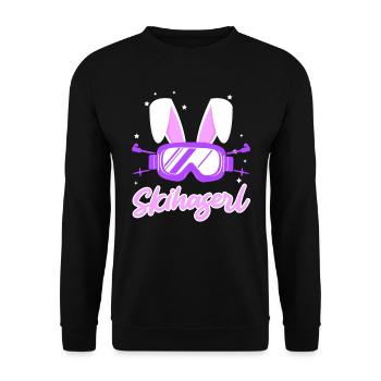 Skihaserl Apres Ski Party Skifahrerin Bunny - Unisex Pullover - Schwarz - Vorne - Alina (178cm) & Michal (187cm)