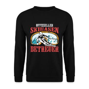 Offizieller Skihasen Betreuer Apres-Ski Party - Unisex Pullover - Schwarz - Vorne - Alina (178cm) & Michal (187cm)