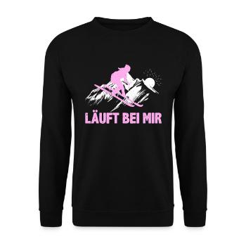 Skifahrer Läuft bei Mir Wintersportler Skifahren - Unisex Pullover - Schwarz - Vorne - Alina (178cm) & Michal (187cm)