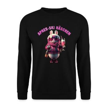 Apres-Ski Häschen Cool mit Cocktail Ski Party - Unisex Pullover - Schwarz - Vorne - Alina (178cm) & Michal (187cm)