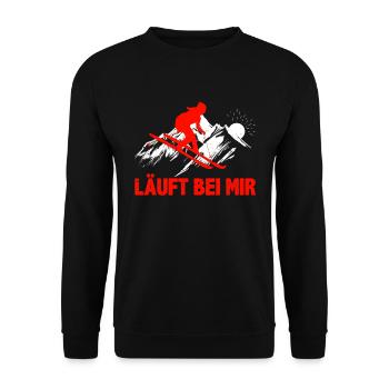 Skifahrer Läuft bei Mir Wintersportler Skifahren - Unisex Pullover - Schwarz - Vorne - Alina (178cm) & Michal (187cm)