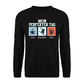 Snowboard Mein Perfekter Tag Kaffee Snowboarden - Unisex Pullover - Schwarz - Vorne - Alina (178cm) & Michal (187cm)