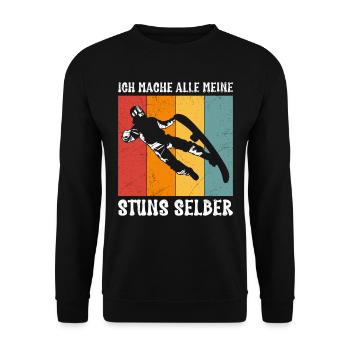 Freestyle Snowboard Mache Meine Stunts Selber - Unisex Pullover - Schwarz - Vorne - Alina (178cm) & Michal (187cm)