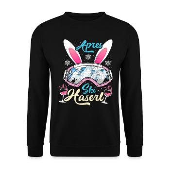 Apres-Ski Häschen Apres-Ski Bunny Apres-Ski Haserl - Unisex Pullover - Schwarz - Vorne - Alina (178cm) & Michal (187cm)