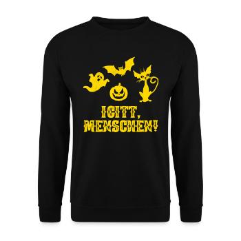 Igitt Menschen! Halloween Shirt Gruselig Kostüm - Unisex Pullover - Schwarz - Vorne - Alina (178cm) & Michal (187cm)