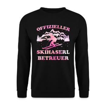 Offizieller Skihaserl Betreuter Skihasen Caretaker - Unisex Pullover - Schwarz - Vorne - Alina (178cm) & Michal (187cm)