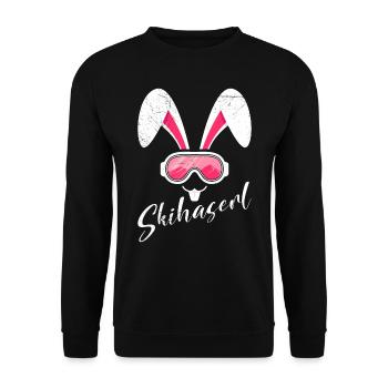 Skihaserl Skihasen Shirt Skihasen Apres Party - Unisex Pullover - Schwarz - Vorne - Alina (178cm) & Michal (187cm)