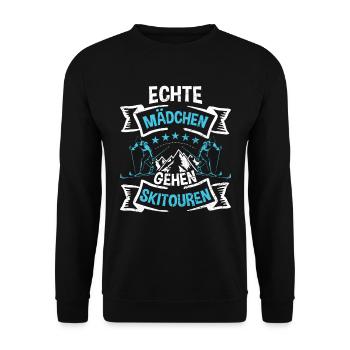 Skisport Frauen Echte Mädchen Gehen Skitouren - Unisex Pullover - Schwarz - Vorne - Alina (178cm) & Michal (187cm)