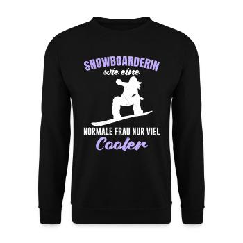 Snowboarderin wie eine Normale Frau nur Cooler - Unisex Pullover - Schwarz - Vorne - Alina (178cm) & Michal (187cm)